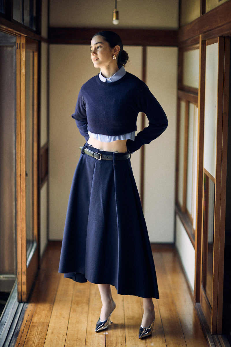 SEA "CASHMERE LIKE" WOOL PLEATED FLAIRED SKIRT