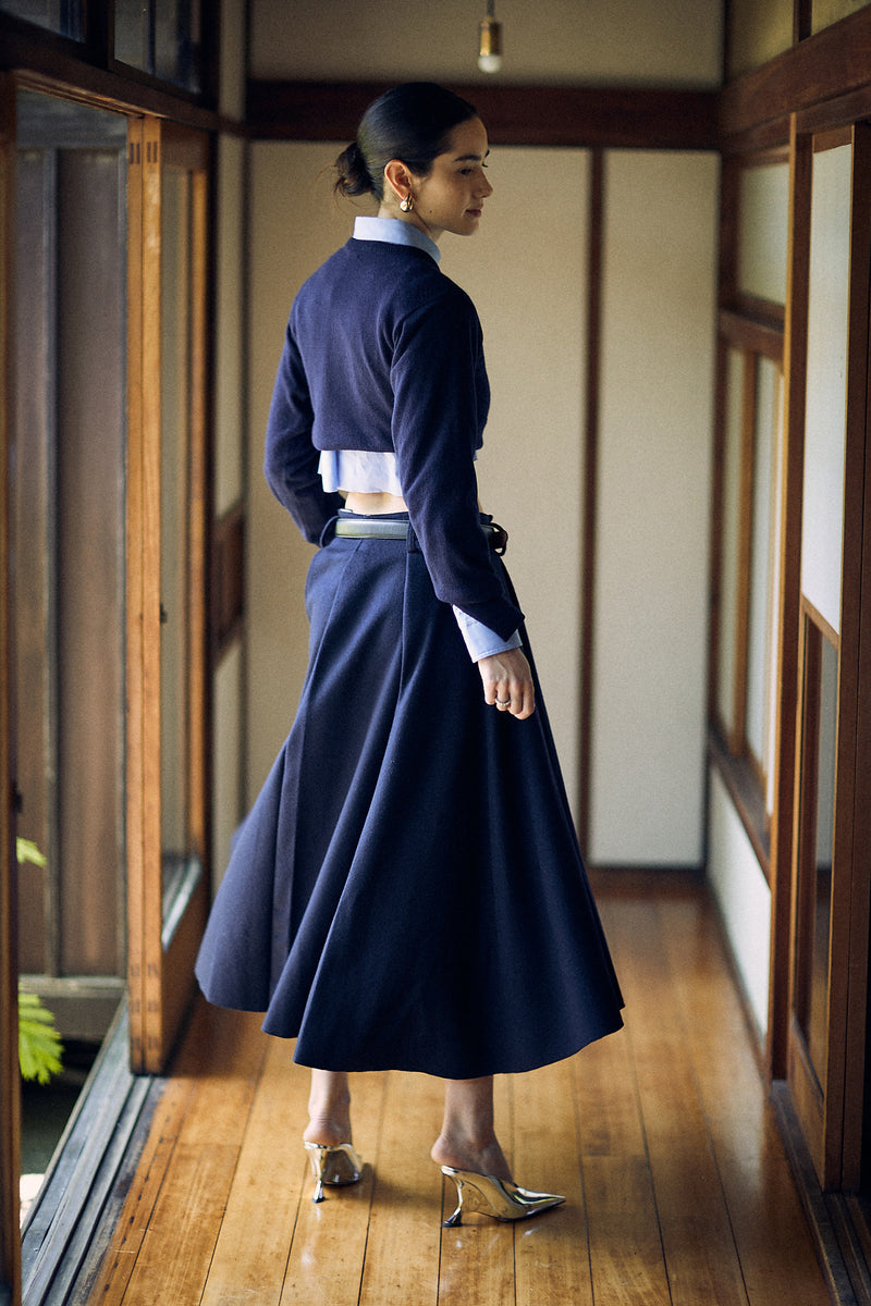 SEA "CASHMERE LIKE" WOOL PLEATED FLAIRED SKIRT