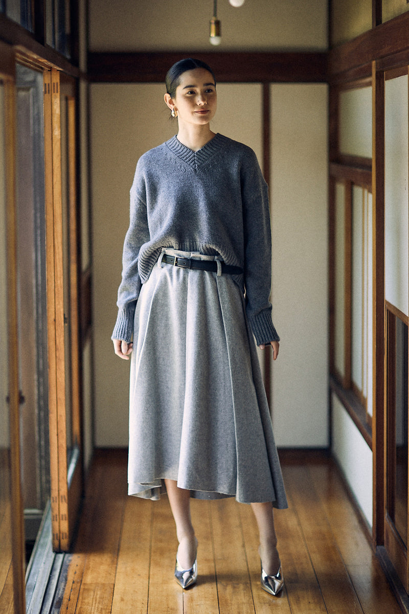 SEA "CASHMERE LIKE" WOOL PLEATED FLAIRED SKIRT