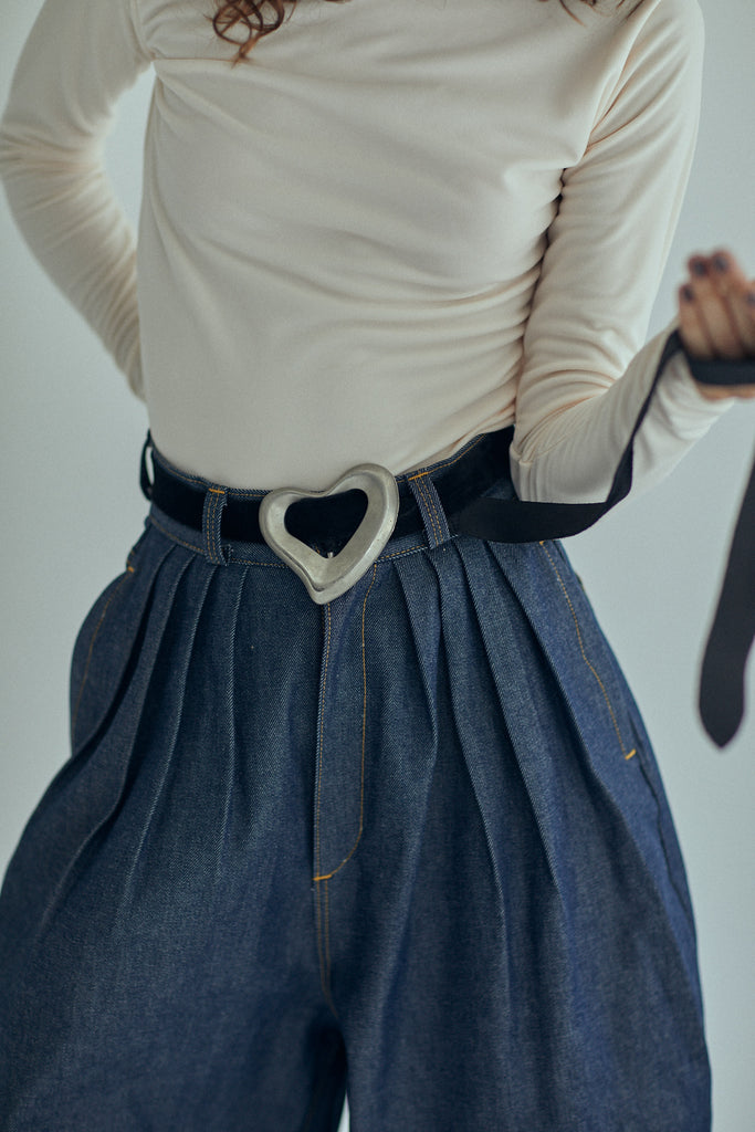 SEA BIG HEART SUEDE BELT(SILVER) ハートベルト-