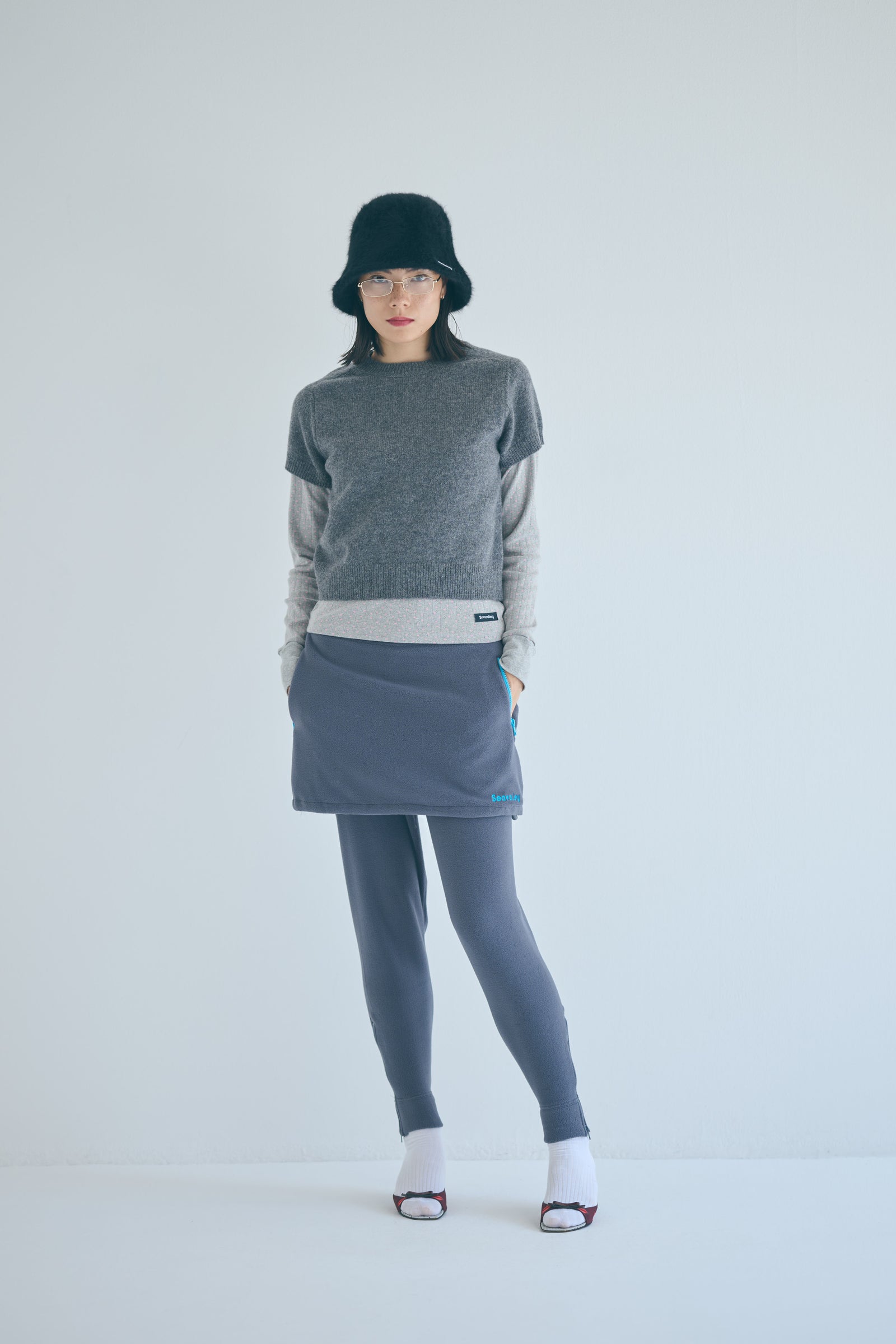 SEA SEAVALLEY RECYCLED FLEECE MINI SKIRT
