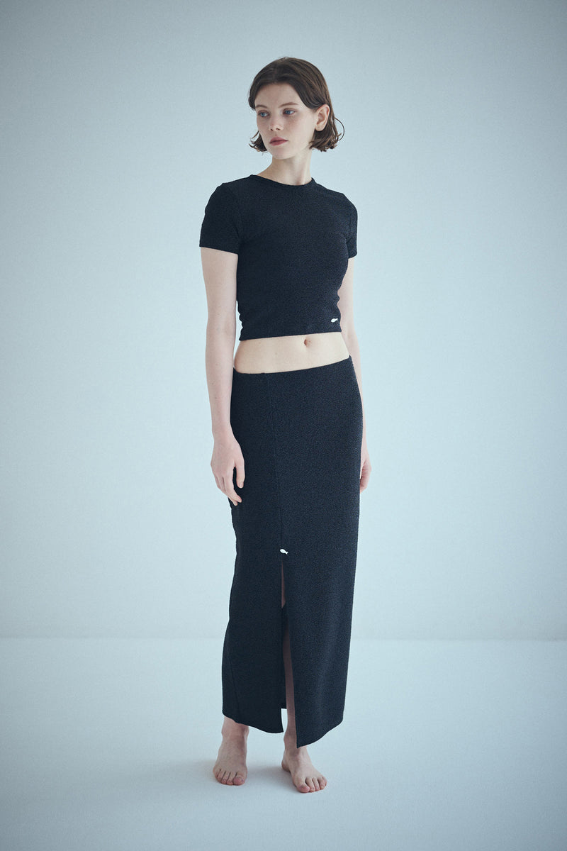 SEA GLITTER SARDINE BUTTON SLIT SKIRT