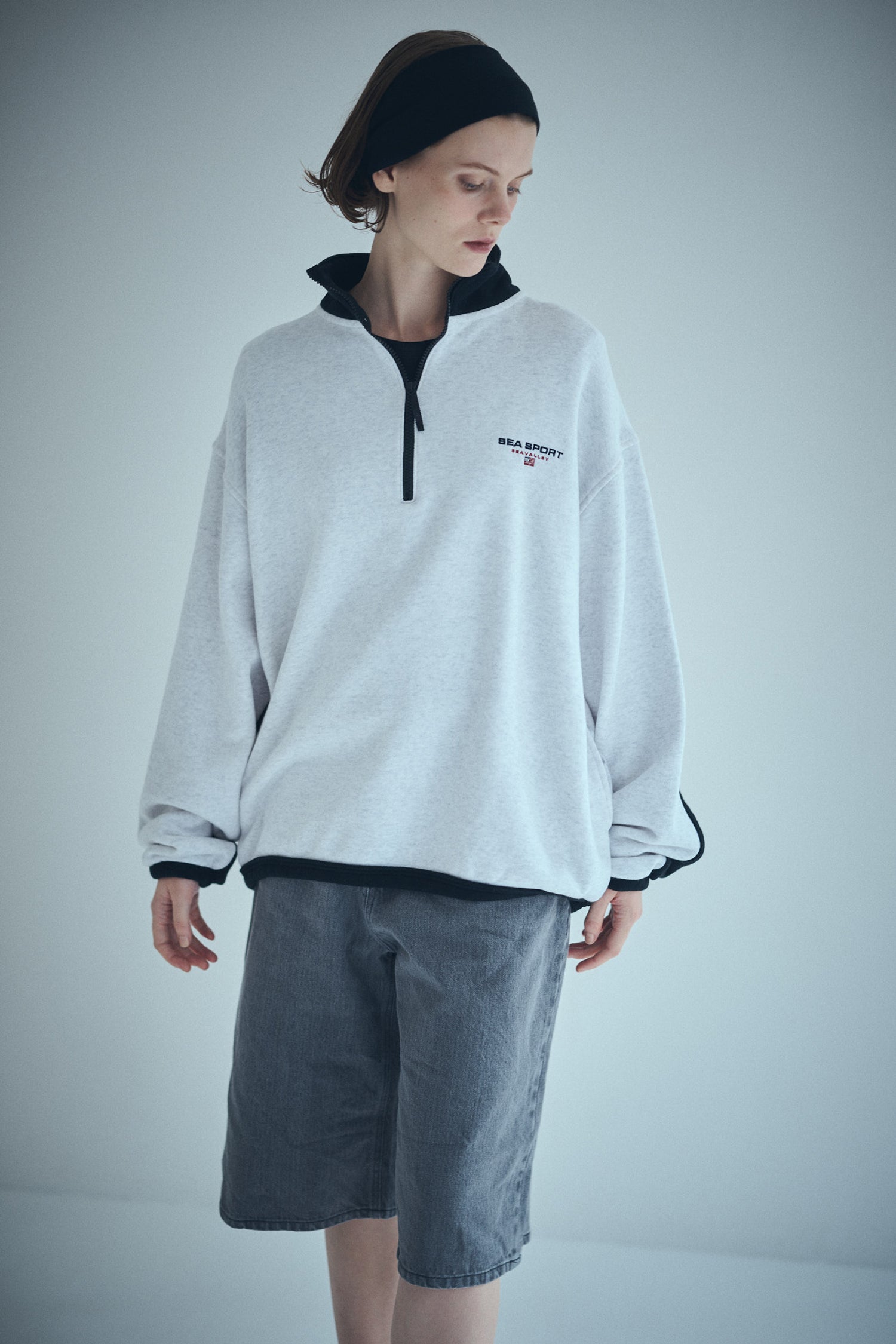 MOMO COLLECTION】スウェットライクAラインパールペプラムニット