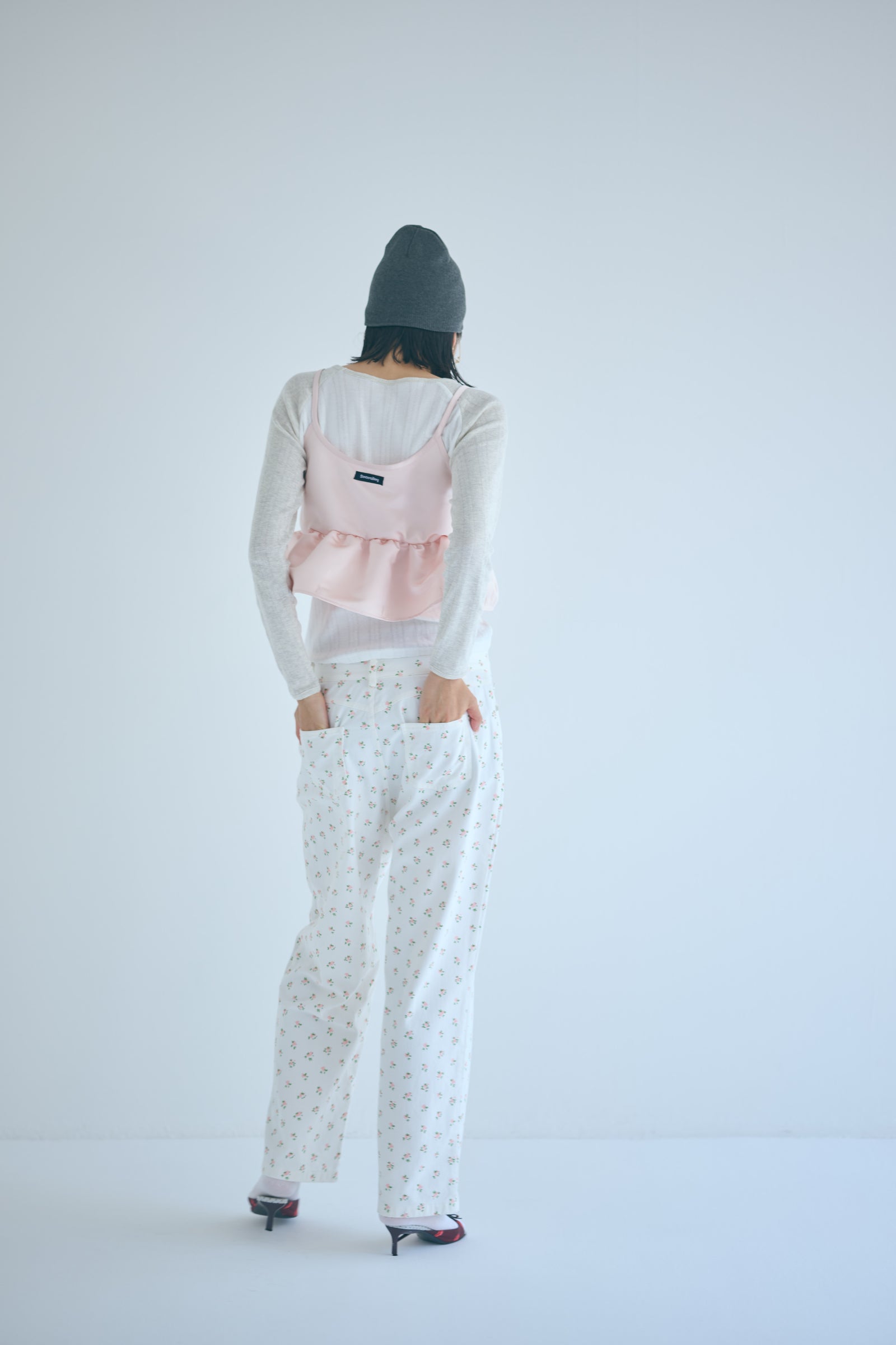 SEA FLORAL DENIM TROUSERS