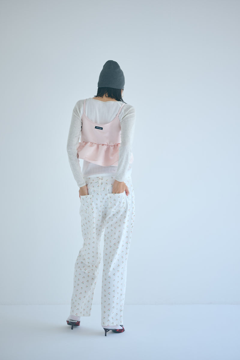 SEA FLORAL DENIM TROUSERS