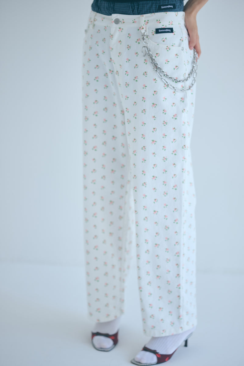 SEA FLORAL DENIM TROUSERS
