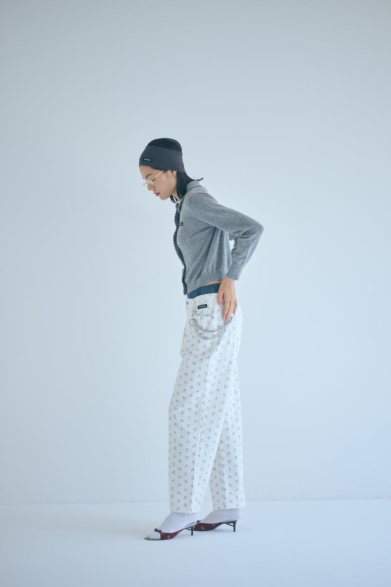 SEA FLORAL DENIM TROUSERS