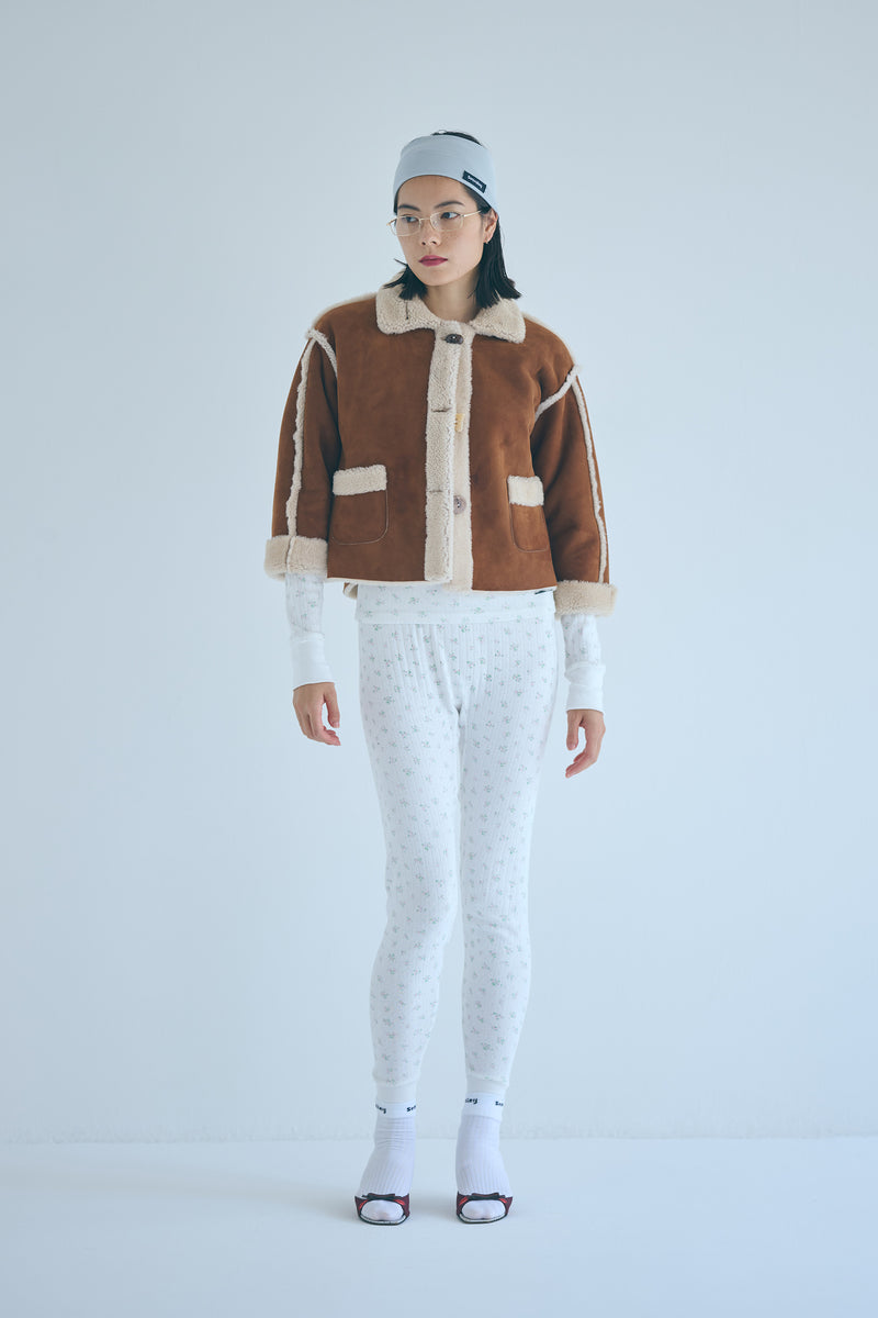 SEA FLORAL EYELET RIBBED LEGGINGS