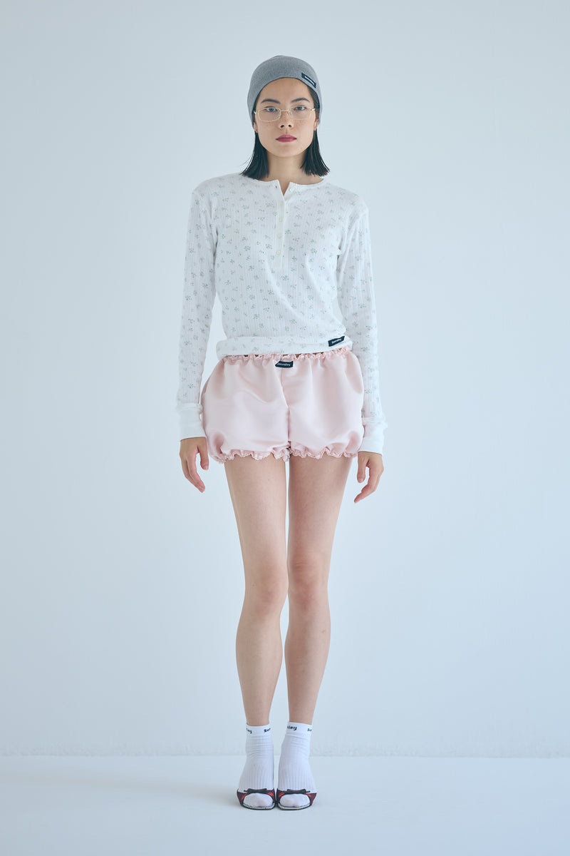 SEA FLORAL EYELET RIBBED HENLEY NECK L/S TEE