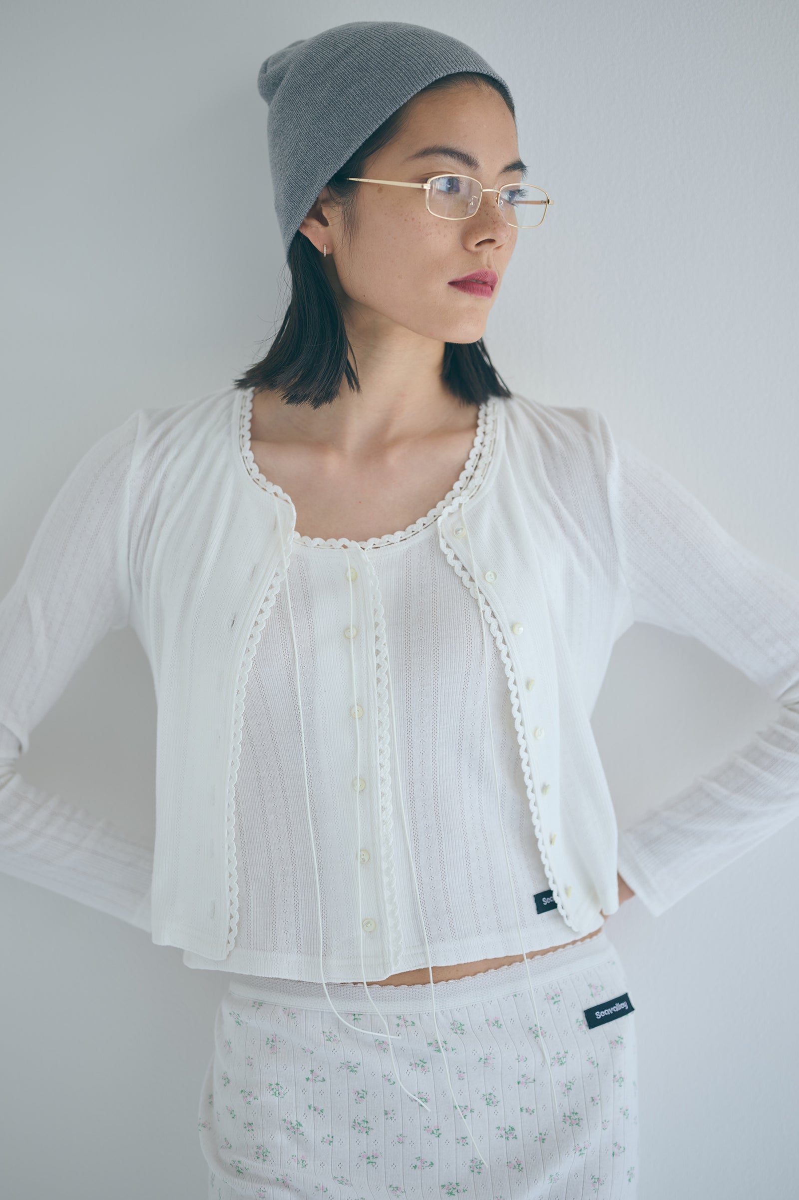 SEA EYELET RIBBED CARDIGAN