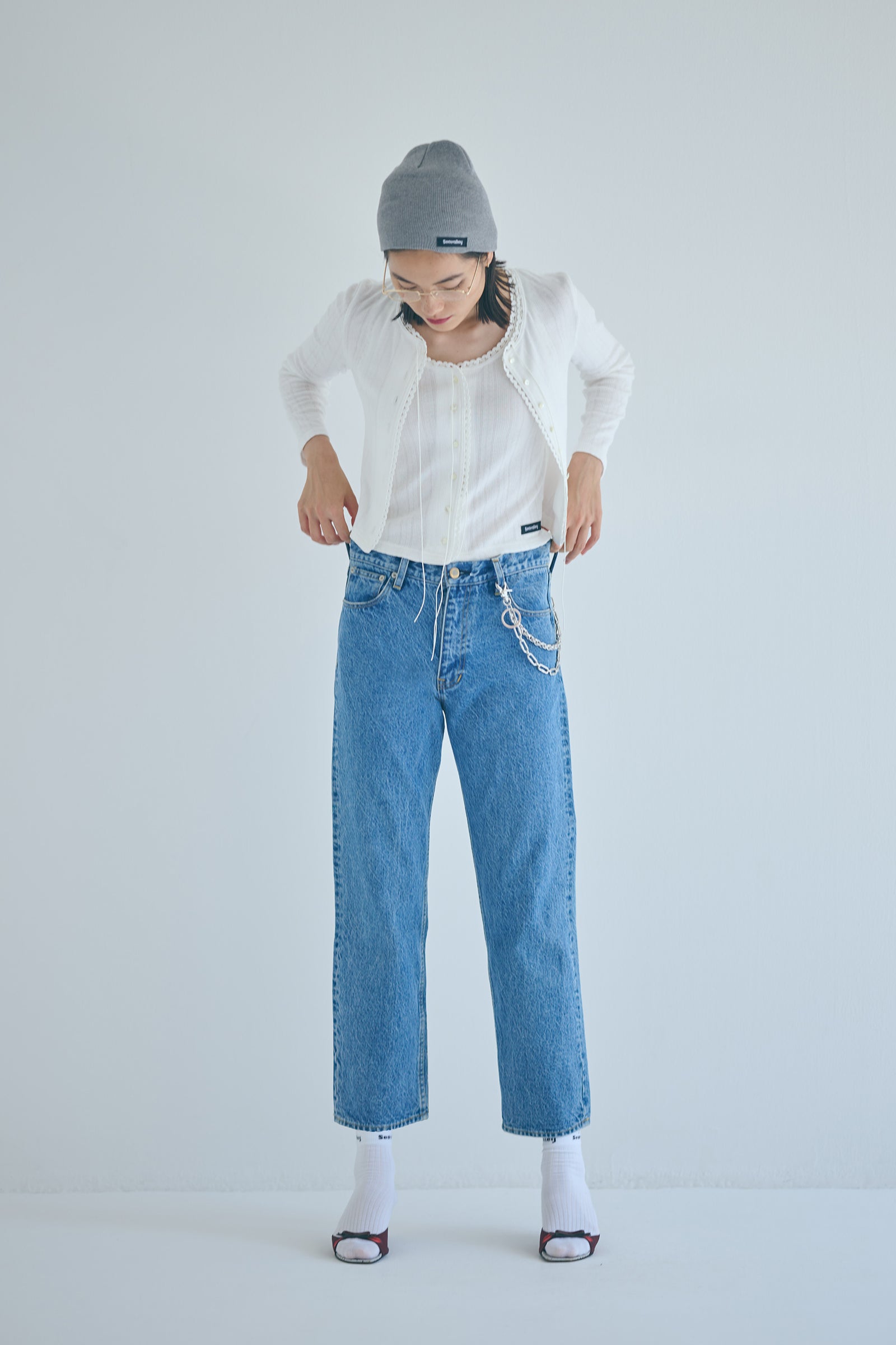 SEA EYELET RIBBED CARDIGAN