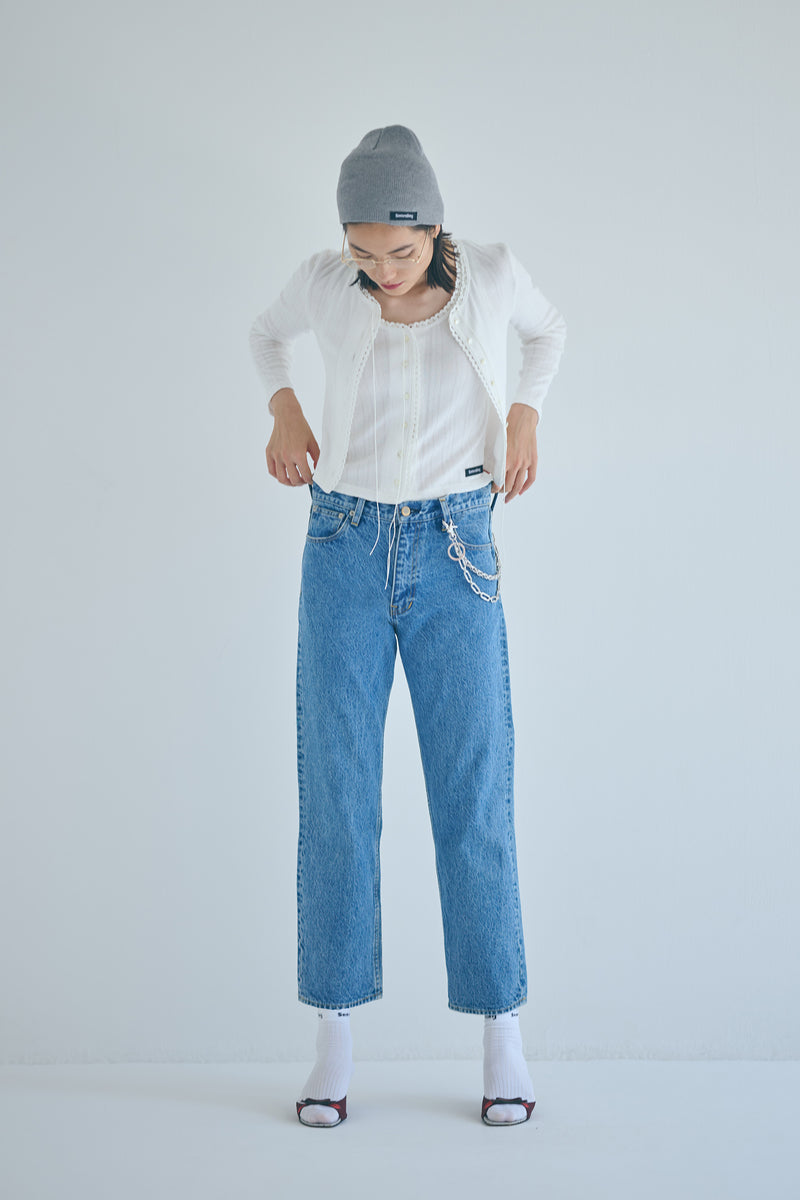 SEA EYELET RIBBED SLEEVELESS CARDIGAN