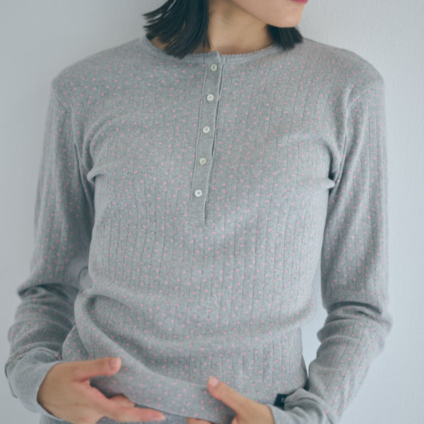 トップス SEA FLORAL EYELET RIBBED HENLEY NECK TEE SEA FLORAL EYELET RIBBED HENLEY NECK L/S TEE