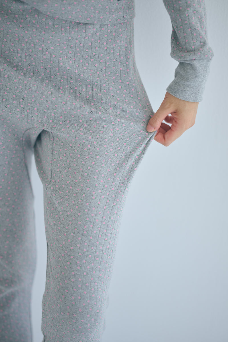 SEA FLORAL EYELET RIBBED LEGGINGS