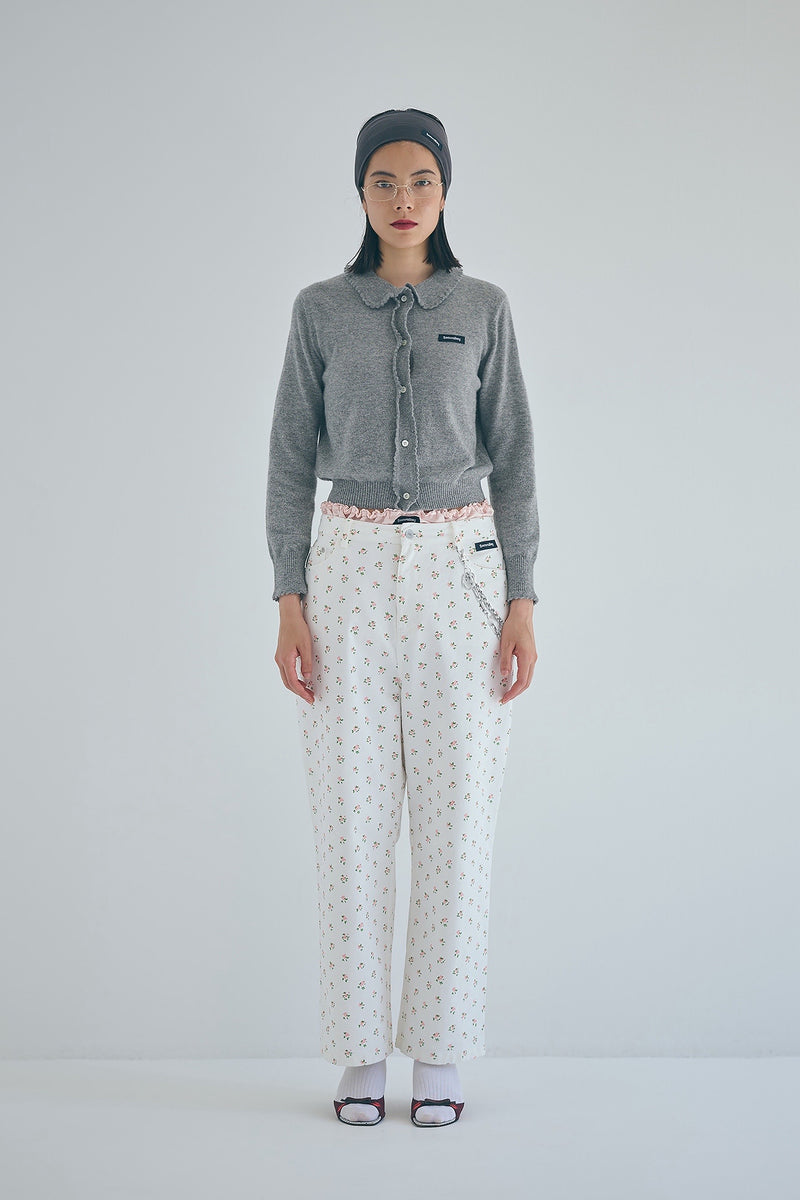 SEA FLORAL DENIM TROUSERS