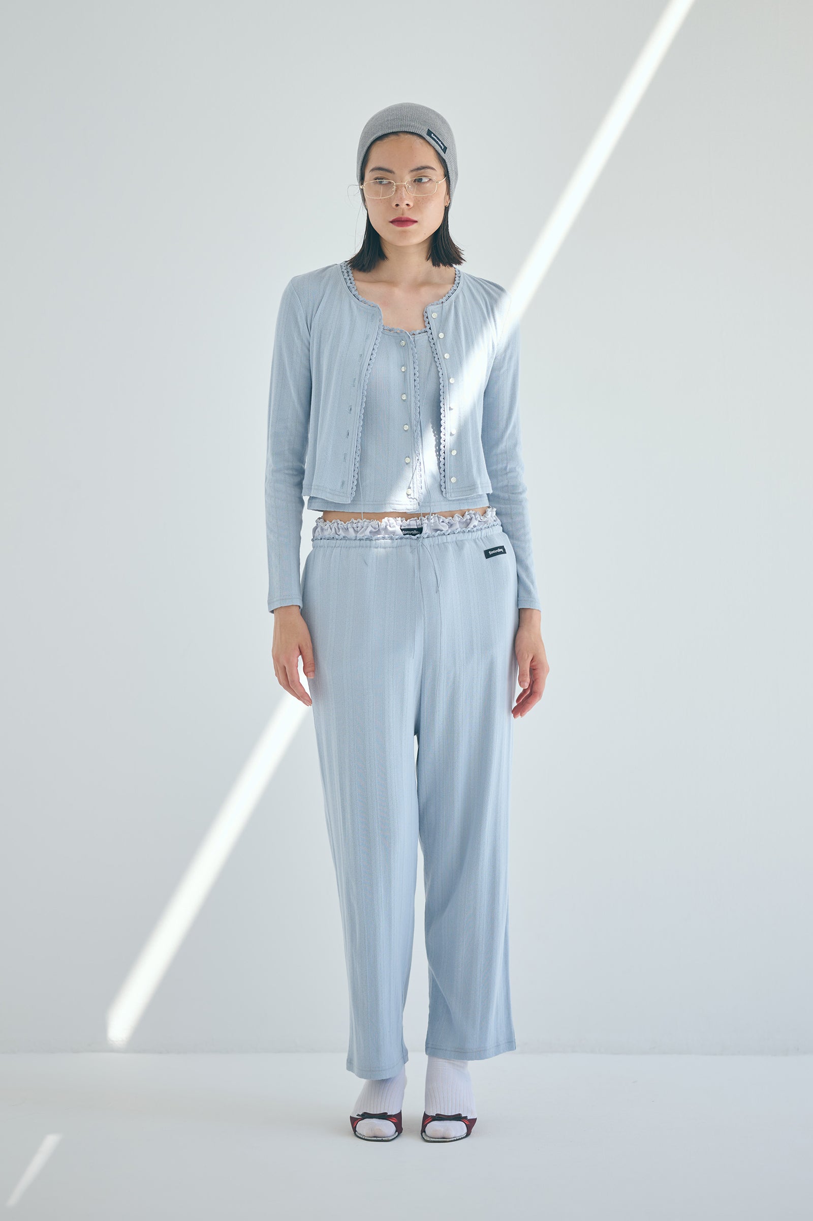 SEA EYELET RIBBED CARDIGAN