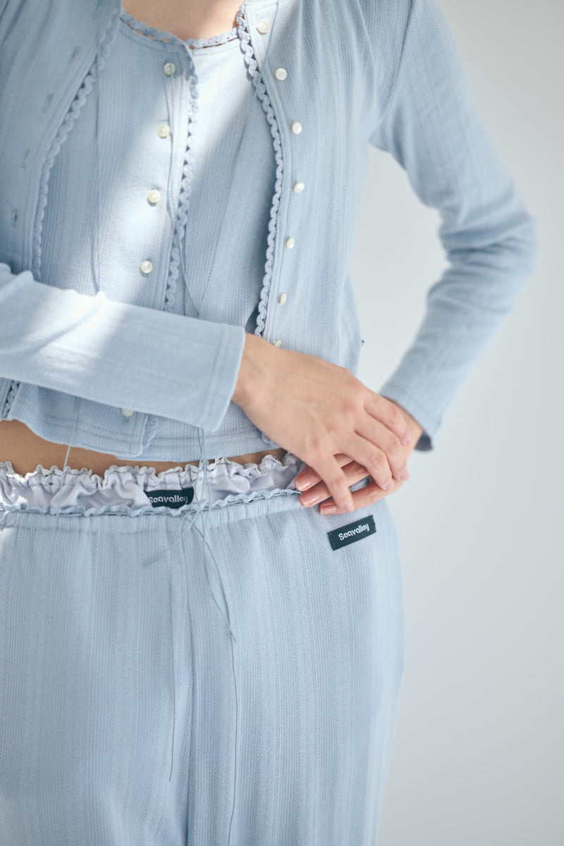 SEA EYELET RIBBED CARDIGAN