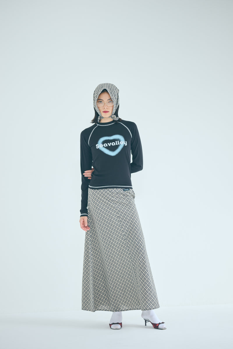 SEA CLASSIC CHECK BIAS FLARE SKIRT
