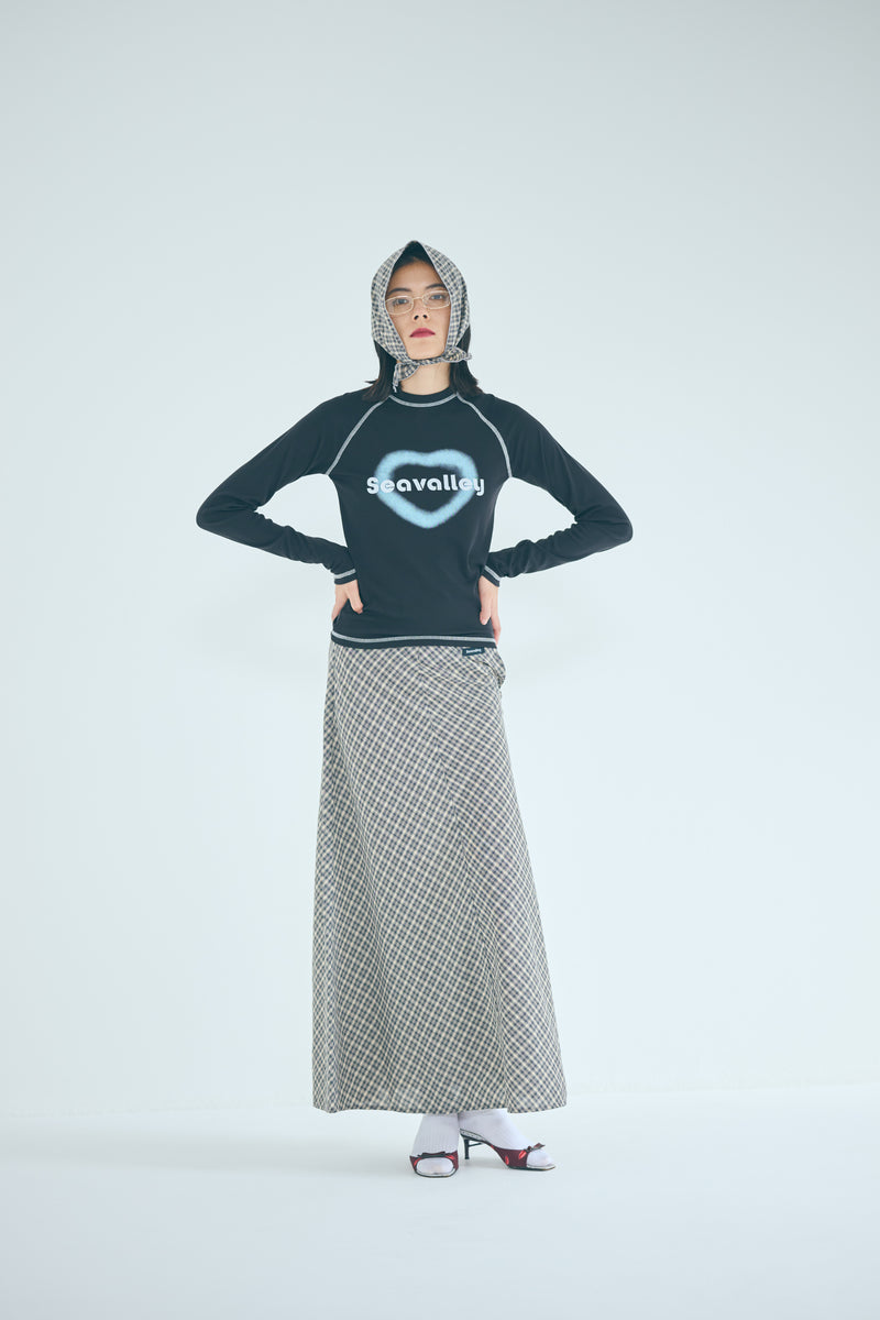 SEA CLASSIC CHECK BIAS FLARE SKIRT