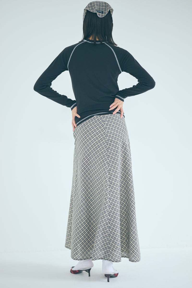 SEA CLASSIC CHECK BIAS FLARE SKIRT