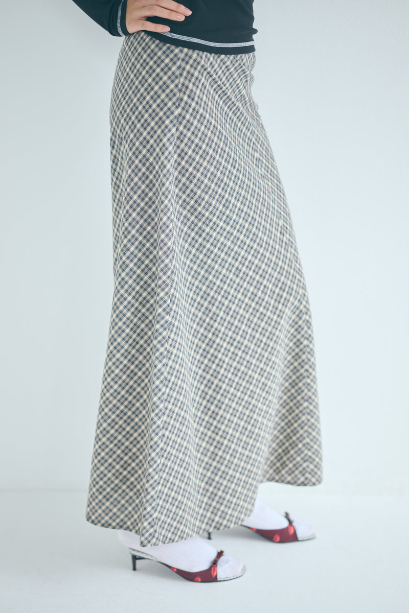 SEA CLASSIC CHECK BIAS FLARE SKIRT