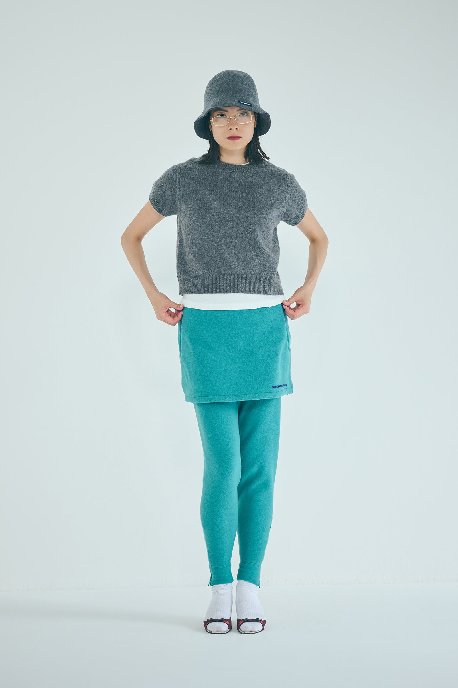 SEA SEAVALLEY RECYCLED FLEECE MINI SKIRT