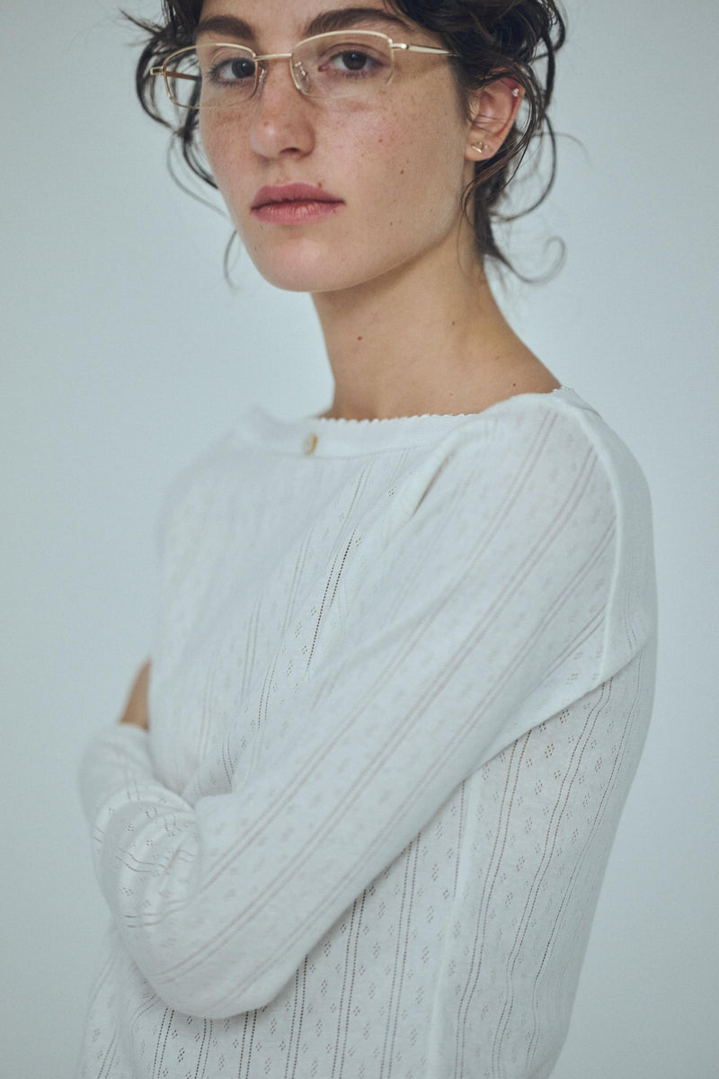 SEA EYELET FRAISE 2WAY BOAT-NECK L/S TEE