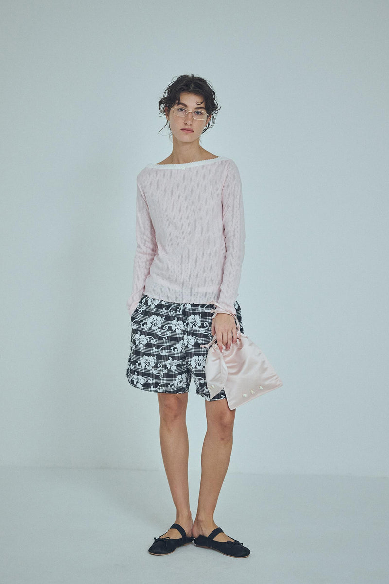 SEA EYELET FRAISE 2WAY BOAT-NECK L/S TEE