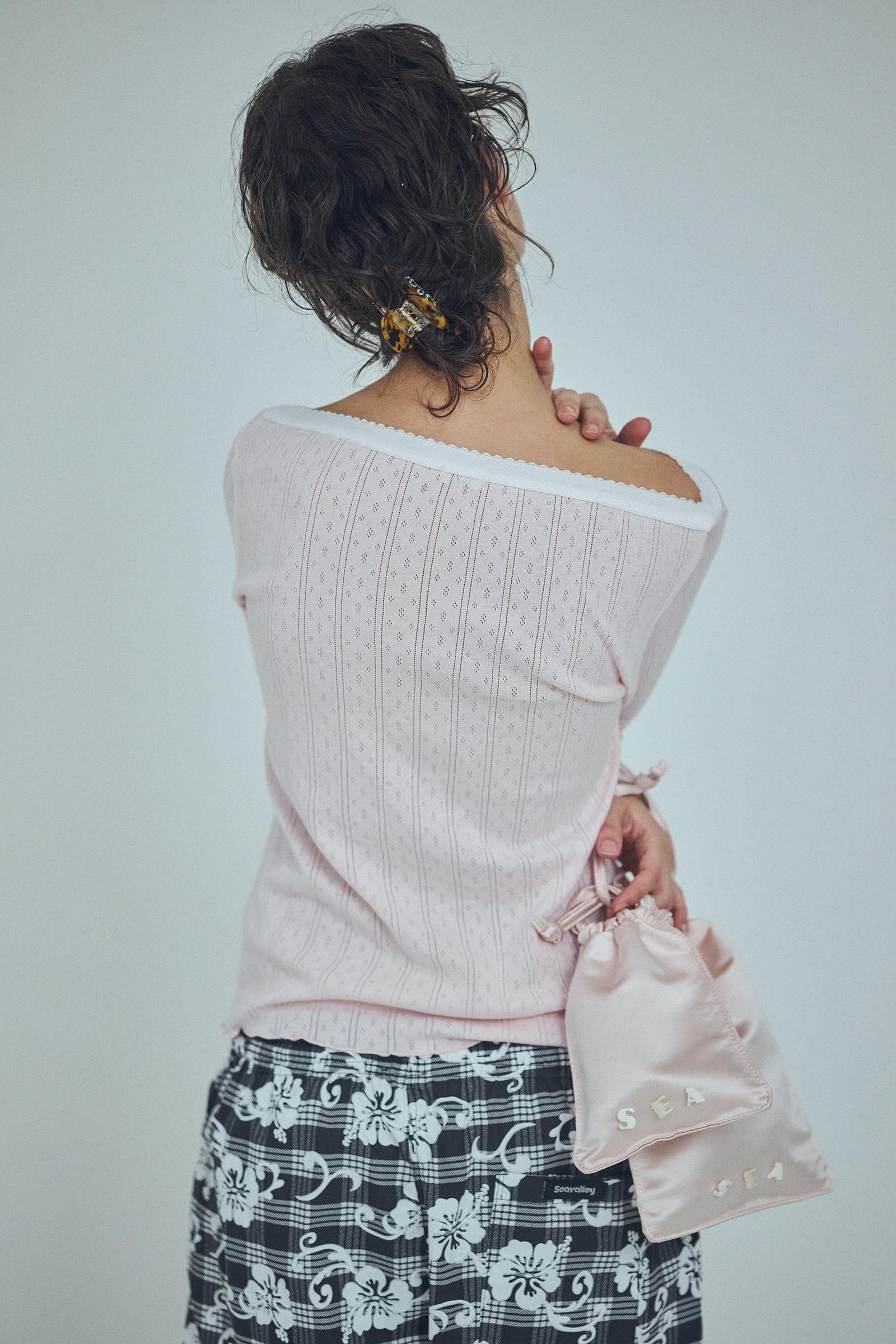 SEA EYELET FRAISE 2WAY BOAT-NECK L/S TEE