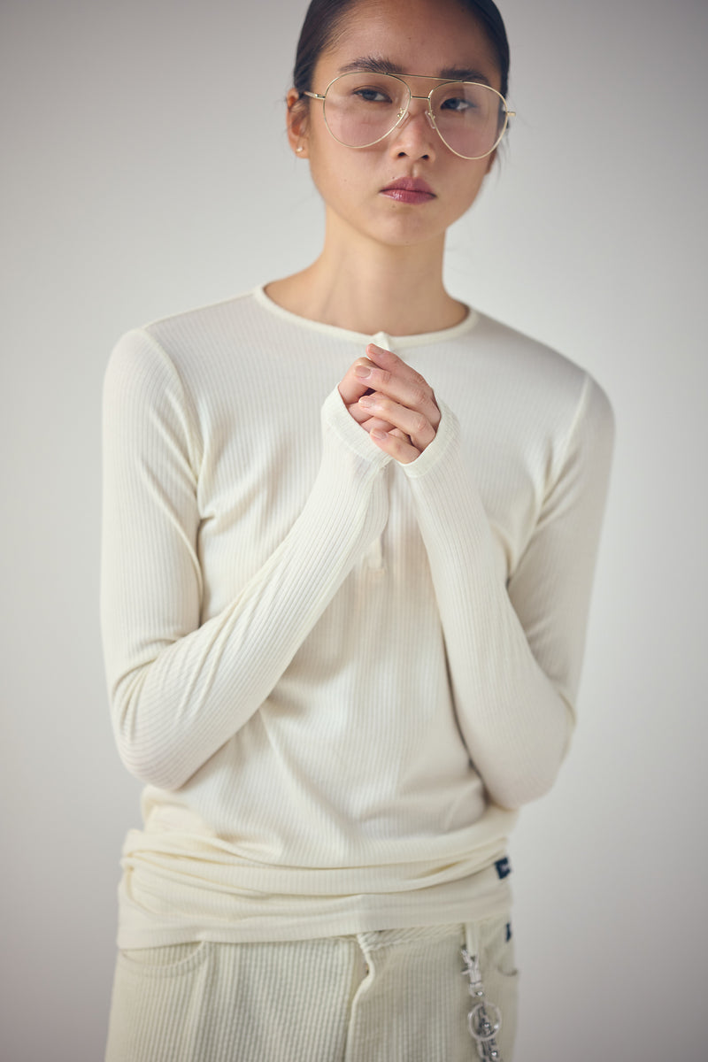 SEA SHEER RIBBED HENLEY L/S TEE