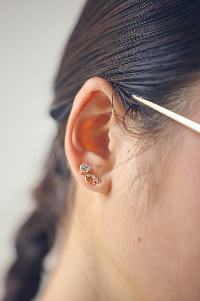 SEA 14k ハートピアス PRE ORDER] SEA 14K ZIRCONIA HEART EARRING (5mm)
