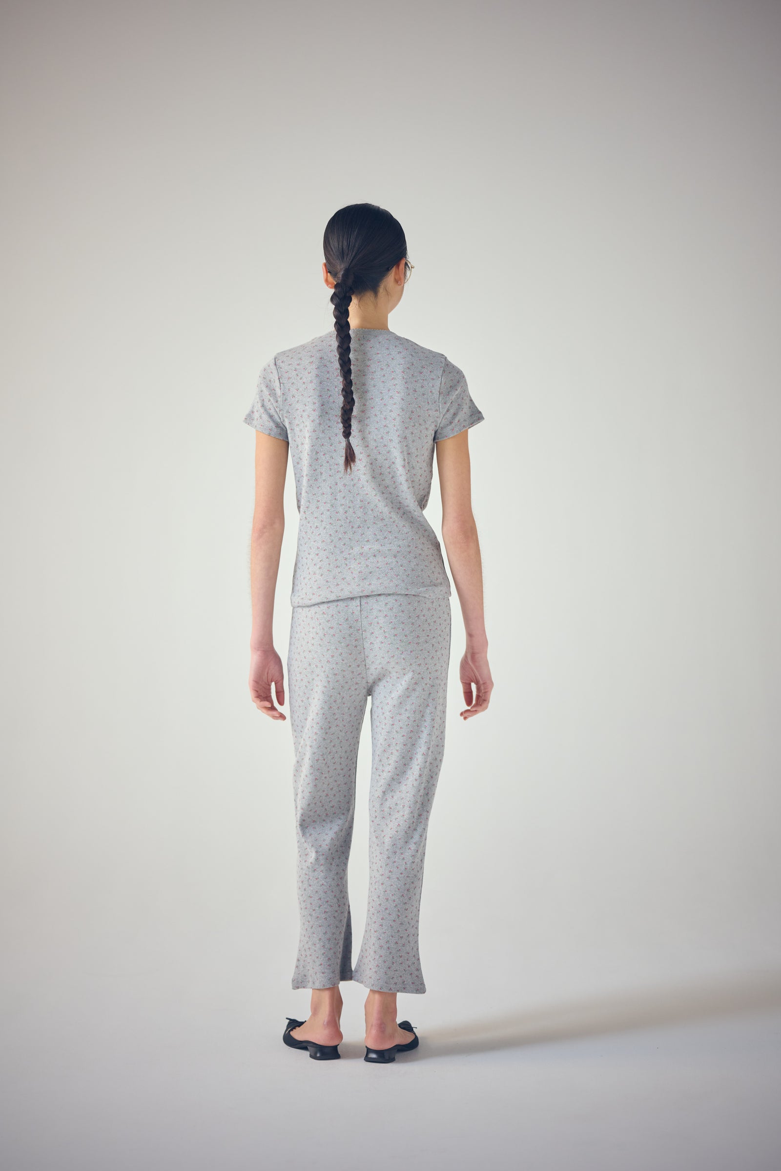SEA FLORAL EYELET FLARE PANTS