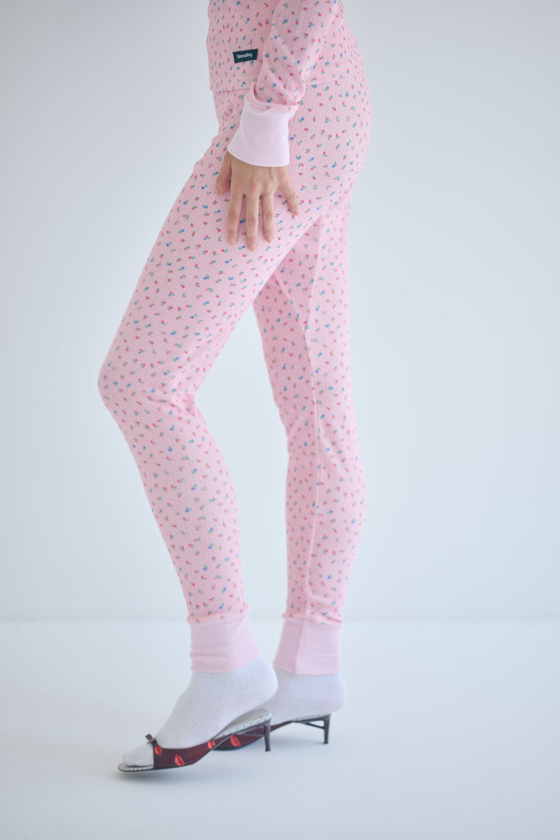SEA FLORAL EYELET RIBBED LEGGINGS