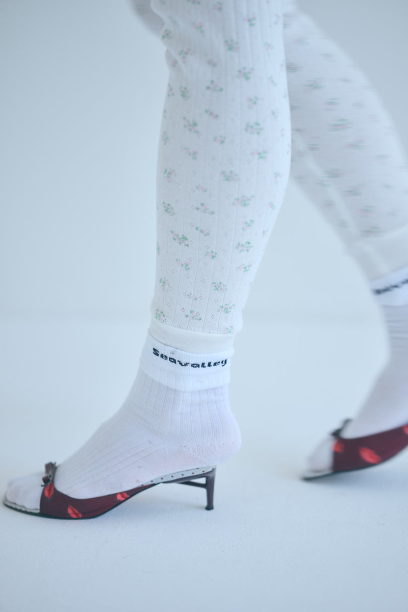 SEA FLORAL EYELET RIBBED LEGGINGS