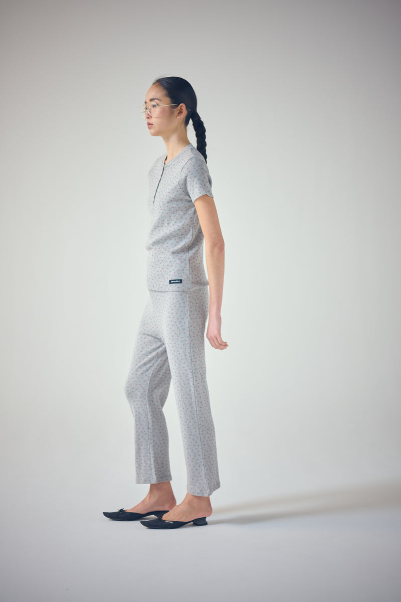 SEA FLORAL EYELET FLARE PANTS