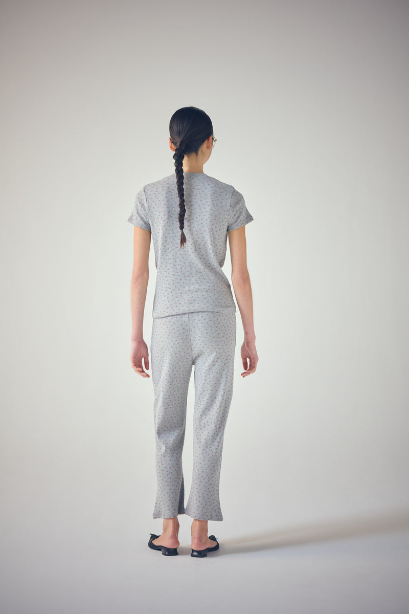 SEA FLORAL EYELET HENLEY-NECK H/S TEE