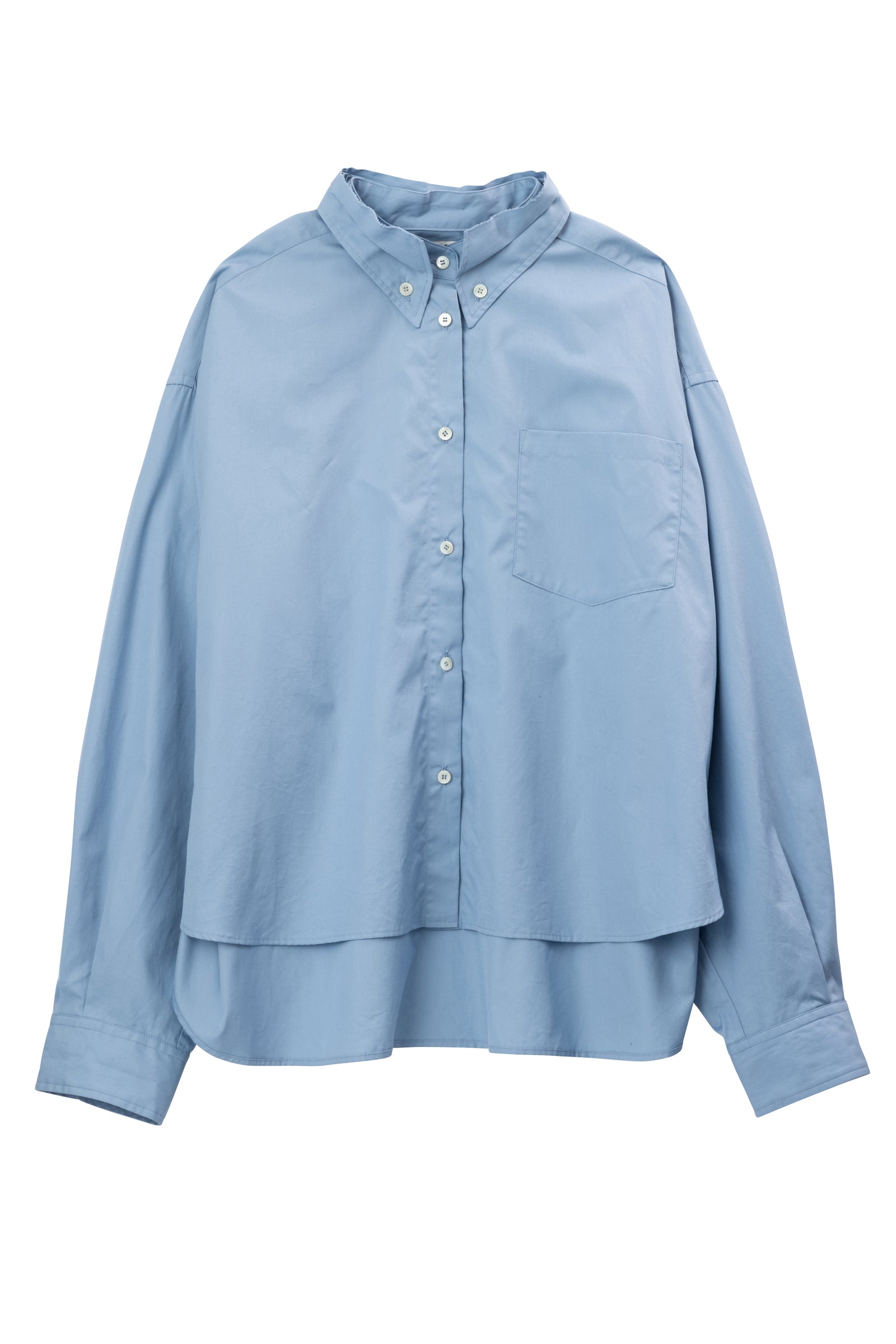 SEA BROADCLOTH CUT-OFF COLLAR OVERSIZED SHIRTS