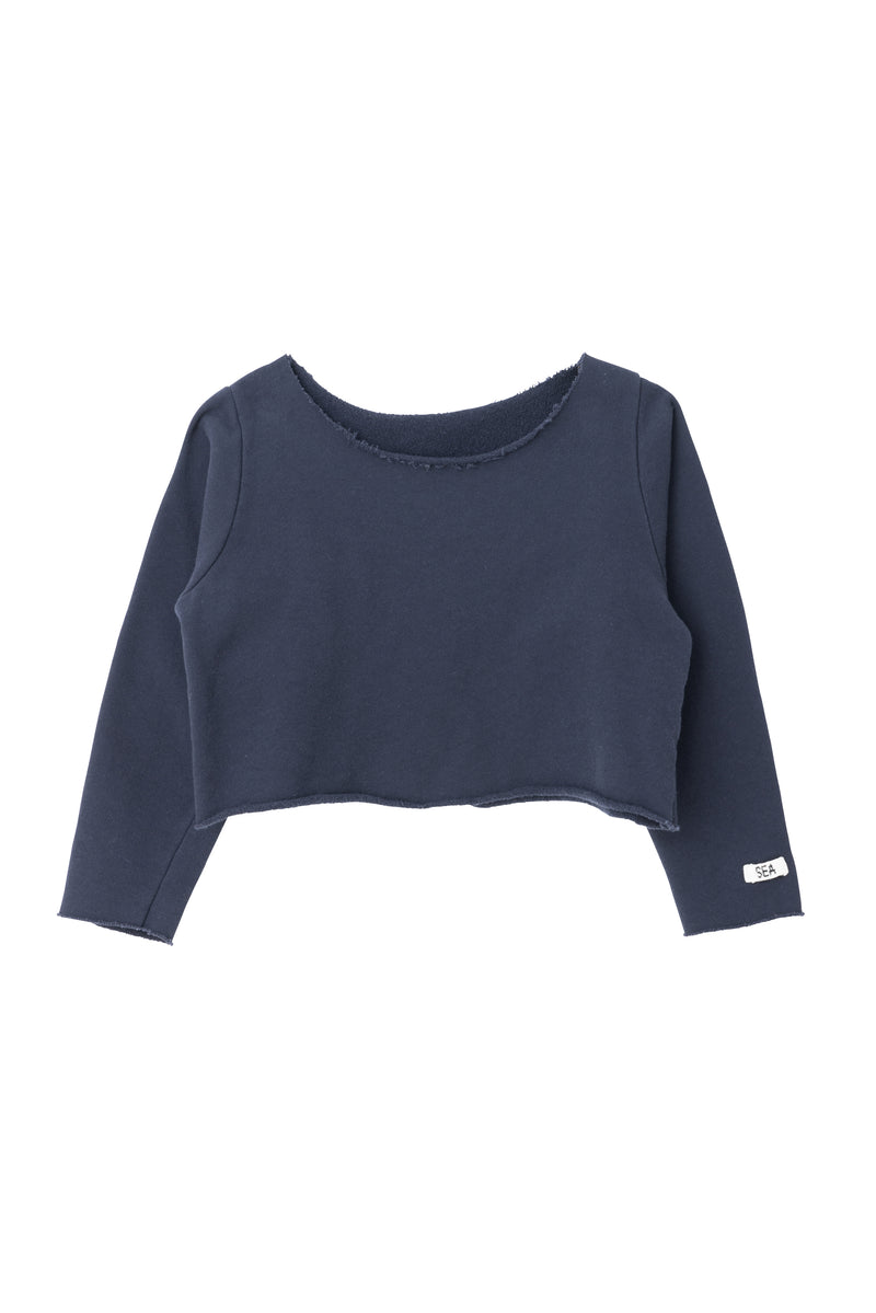 SEA CHIBI LIGHT SWEAT CROP TOPS