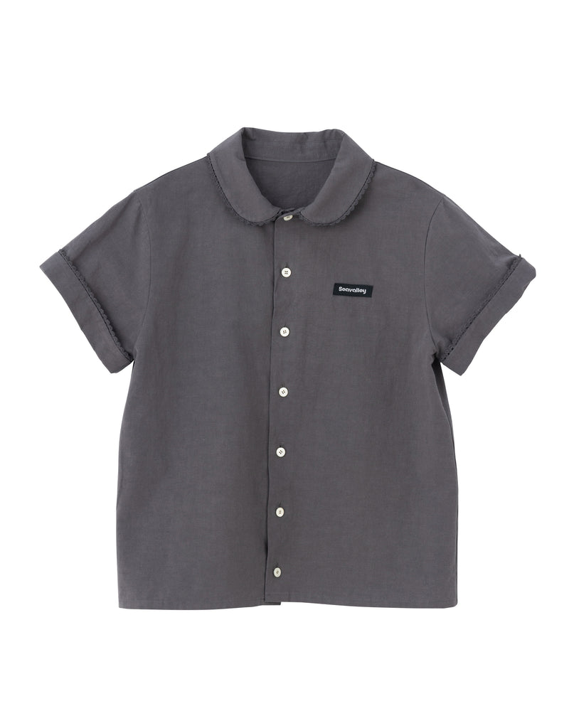 [PRE ORDER] SEA COTTON LINEN ROUND COLLAR SHORT SLEEVE SHIRT