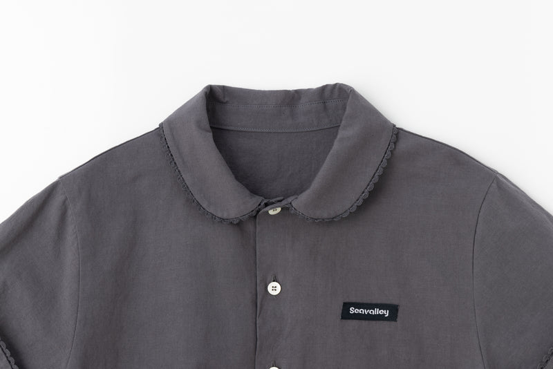 [PRE ORDER] SEA COTTON LINEN ROUND COLLAR SHORT SLEEVE SHIRT