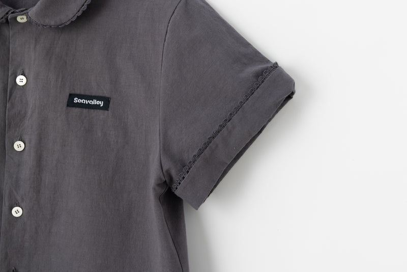 [PRE ORDER] SEA COTTON LINEN ROUND COLLAR SHORT SLEEVE SHIRT