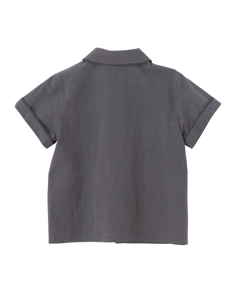 [PRE ORDER] SEA COTTON LINEN ROUND COLLAR SHORT SLEEVE SHIRT