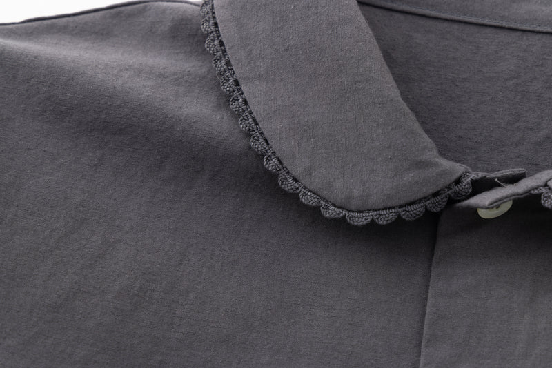 [PRE ORDER] SEA COTTON LINEN ROUND COLLAR SHORT SLEEVE SHIRT
