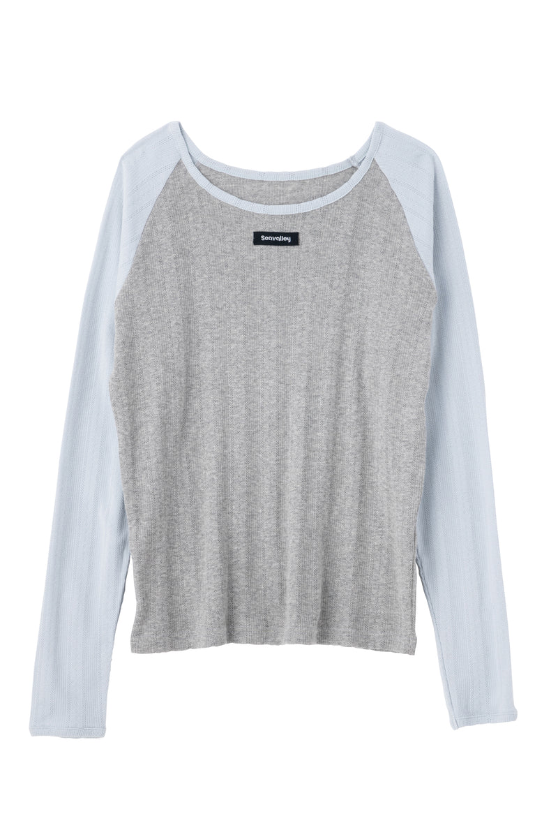 SEA EYELET RIBBED BASEBALL RAGLAN L/S TEE
