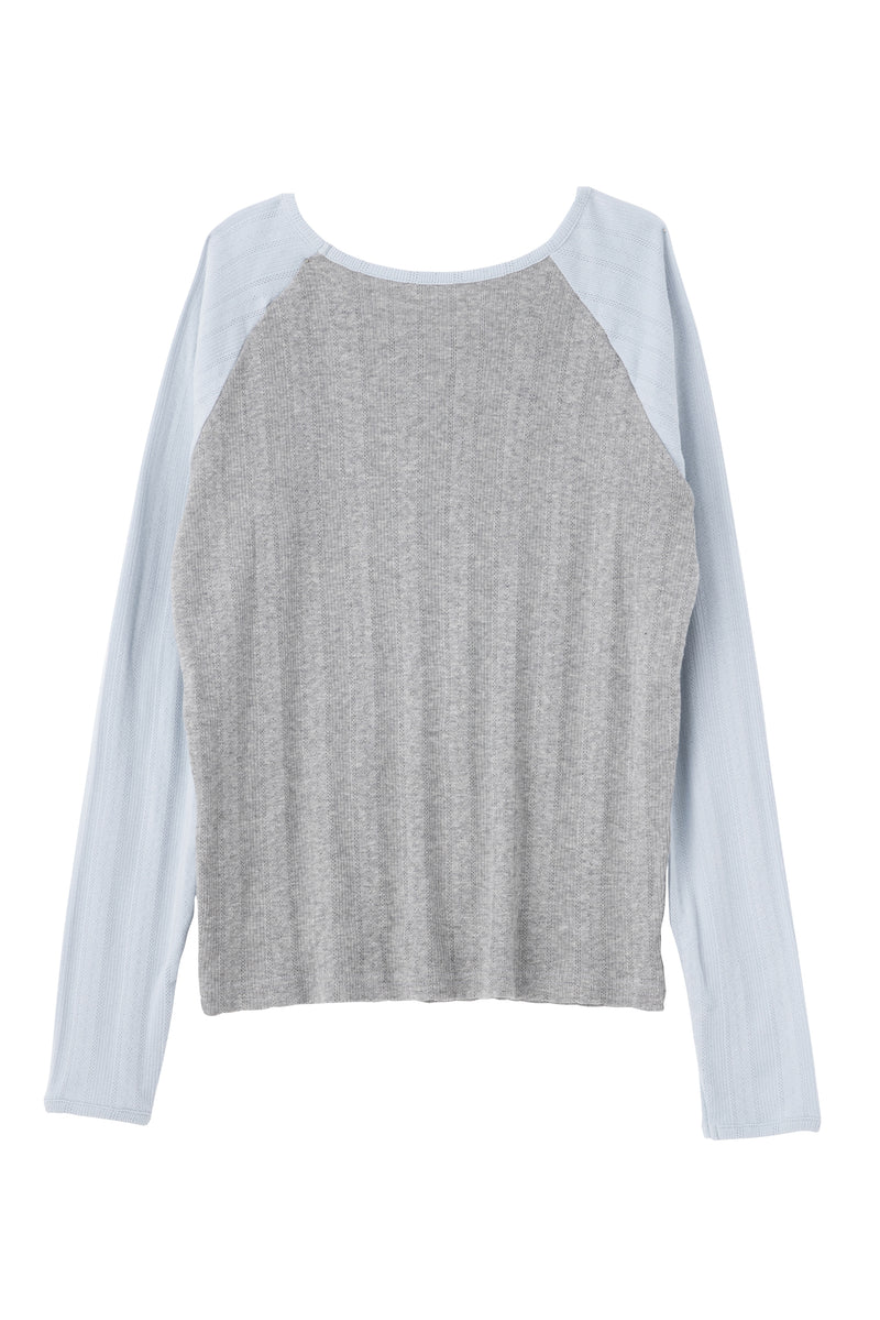 SEA EYELET RIBBED BASEBALL RAGLAN L/S TEE