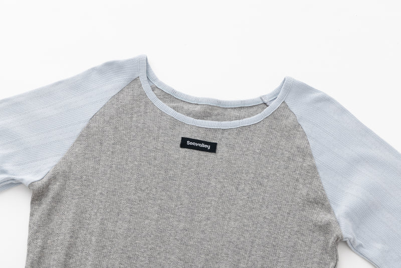 SEA EYELET RIBBED BASEBALL RAGLAN L/S TEE