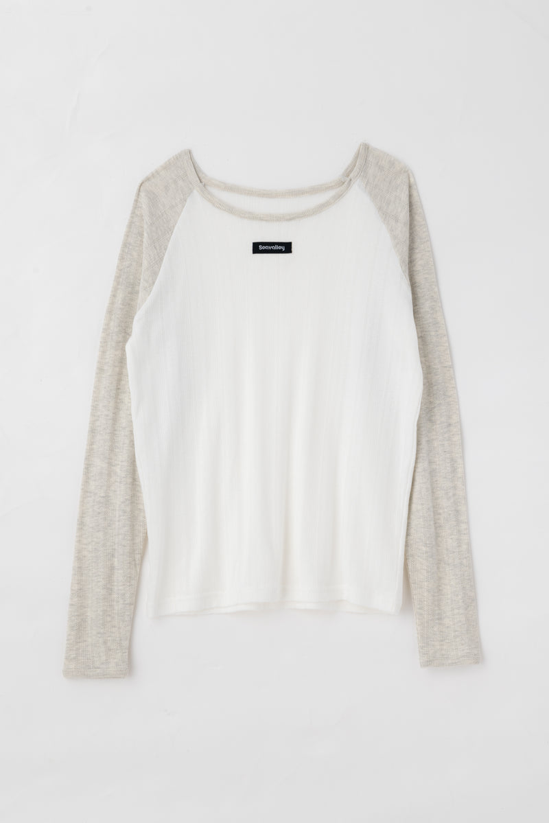 SEA EYELET RIBBED BASEBALL RAGLAN L/S TEE