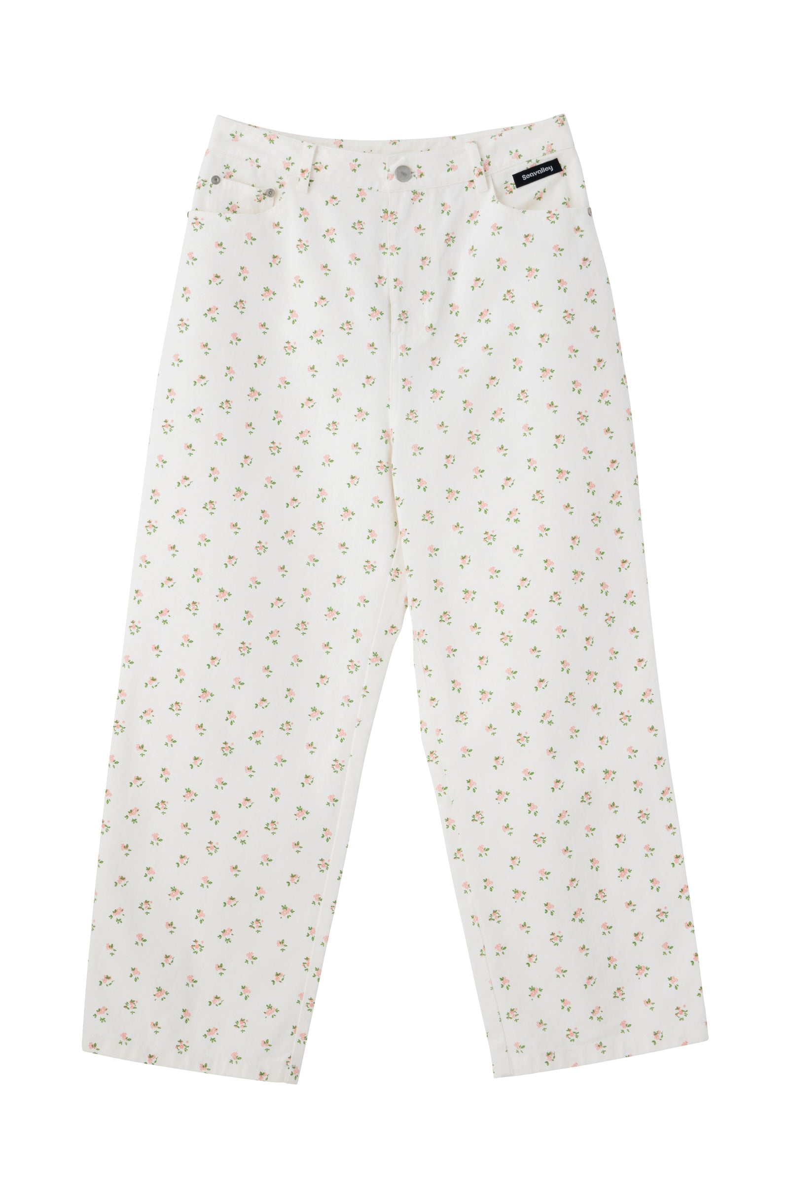 SEA FLORAL DENIM TROUSERS