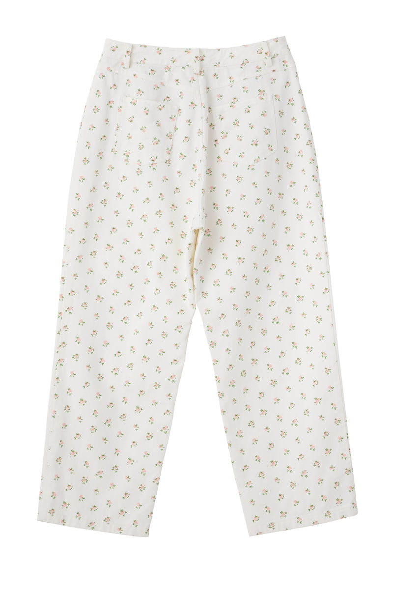 SEA FLORAL DENIM TROUSERS