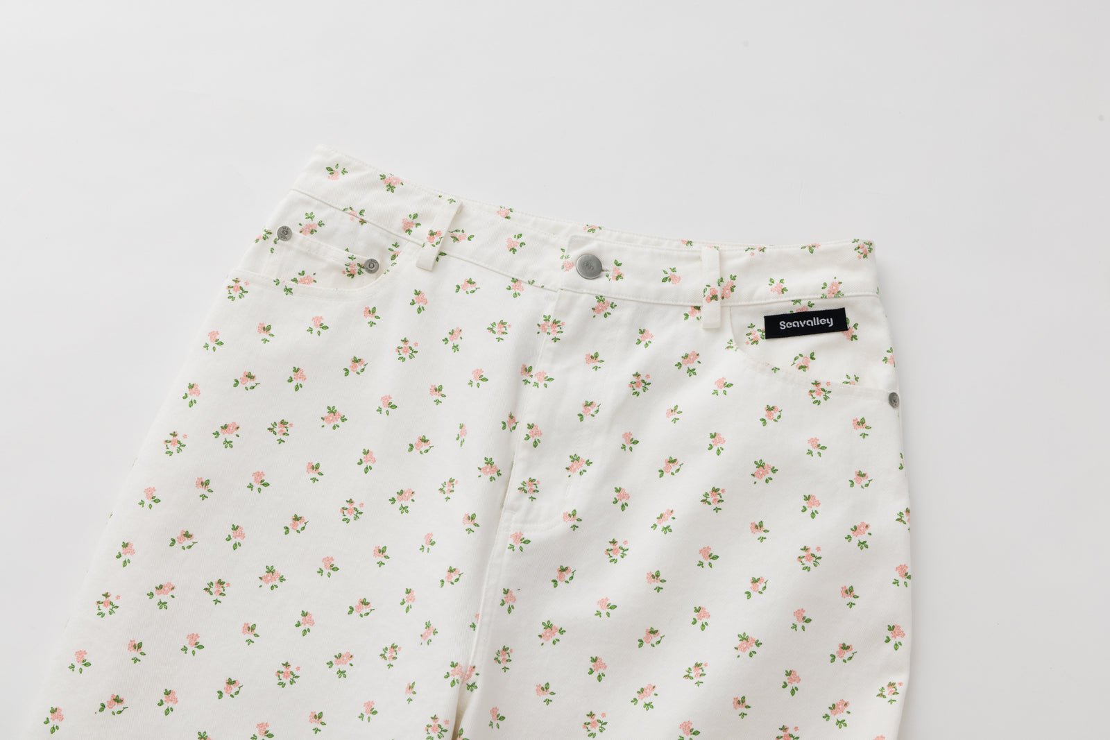 SEA FLORAL DENIM TROUSERS
